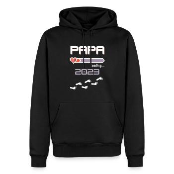 Papa 2023 loading... - Männer Premium Bio Hoodie - Schwarz - Vorne - Nico (187cm)