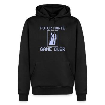 Futur Marié Game Over Enterrement Vie Garçon EVG - Sweat à capuche Premium bio Homme - noir - Devant - Nico (187cm)
