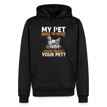 My Pet Makes Breakfast Lustiger Spruch - Männer Premium Bio Hoodie - Schwarz - Vorne - Nico (187cm)