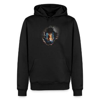 Tiger Wand Loch Raubkatze Tigermotiv Geschenk Tier - Männer Premium Bio Hoodie - Schwarz - Vorne - Nico (187cm)