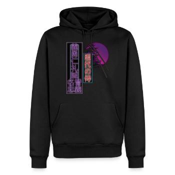 Esthétique Japon Vaporwave Moderne Samouraï Rétro - Sweat à capuche Premium bio Homme - noir - Devant - Nico (187cm)