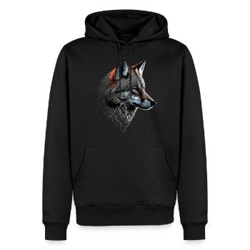 Wolf und Fuchs gemischt, Kunst Kopf Tier Geschenk - Männer Premium Bio Hoodie - Schwarz - Vorne - Nico (187cm)