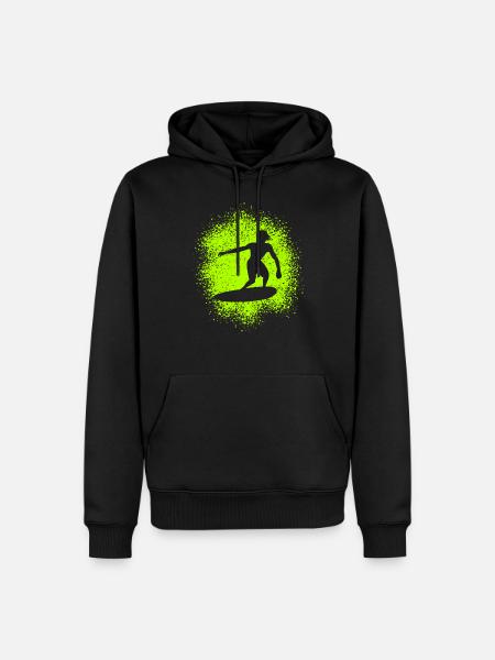 Skimboarding Skimboarder Surfer Silhouette - Men’s Premium Organic Hoodie - black