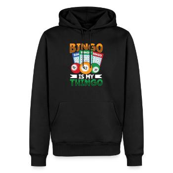 Jeu de cartes de bingo Grand-mère Joueur de bingo Cartes de bingo - Sweat à capuche Premium bio Homme - noir - Devant - Nico (187cm)