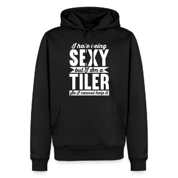 Tuiler Setter Tileter Tiles - Sweat à capuche Premium bio Homme - noir - Devant - Nico (187cm)
