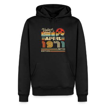 April 1971 Jahrgangsjubiläum 1971 - Männer Premium Bio Hoodie - Schwarz - Vorne - Nico (187cm)