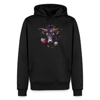 Chèvre Fleurs Art Cadeau Chèvre Animal Ferme - Sweat à capuche Premium bio Homme - noir - Devant - Nico (187cm)