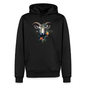 Chèvre Fleurs Art Cadeau Chèvre Animal Ferme - Sweat à capuche Premium bio Homme - noir - Devant - Nico (187cm)