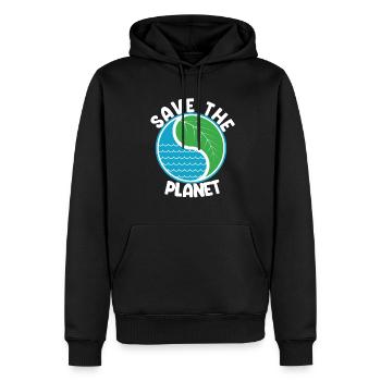 Save The Planet - Männer Premium Bio Hoodie - Schwarz - Vorne - Nico (187cm)