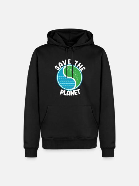 Save The Planet - Männer Premium Bio Hoodie - Schwarz