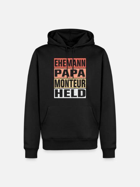 Monteur Vater Ehemann Held - Männer Premium Bio Hoodie - Schwarz