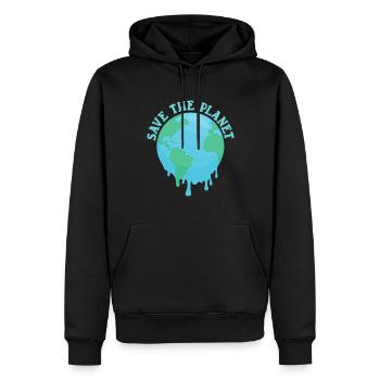 Save The Planet - Männer Premium Bio Hoodie - Schwarz - Vorne - Nico (187cm)