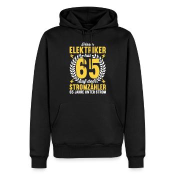 Elektriker Elektroinstallateur 65. Geburtstag - Männer Premium Bio Hoodie - Schwarz - Vorne - Nico (187cm)