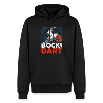 BOCK AUF DARTS DART SPRUCH STEELDARTS DARTSPIELER - Männer Premium Bio Hoodie - Schwarz - Vorne - Nico (187cm)