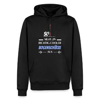 So sieht ein richtig cooler Bogenschütze aus - Männer Premium Bio Hoodie - Schwarz - Vorne - Nico (187cm)