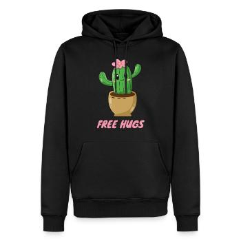Câlins gratuits - Cactus mignon - Sweat à capuche Premium bio Homme - noir - Devant - Nico (187cm)