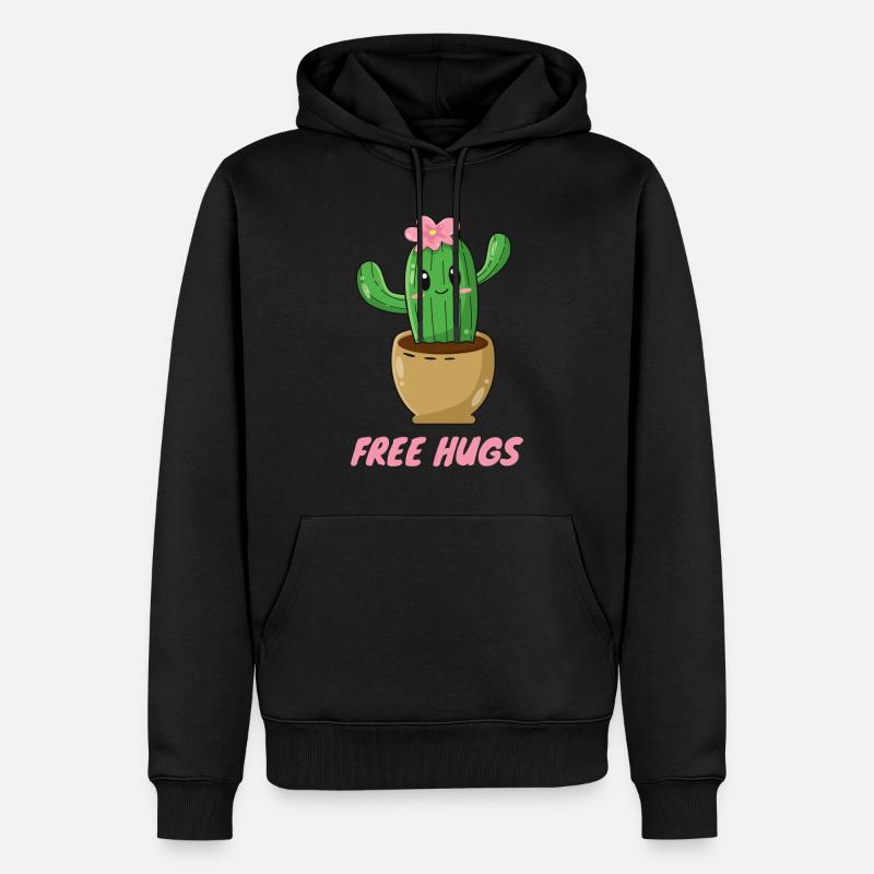 Câlins gratuits - Cactus mignon - Sweat à capuche Premium bio Homme - noir