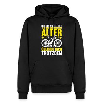 E Bike E-Bike Elektrofahrrad Elektrorad - Männer Premium Bio Hoodie - Schwarz - Vorne - Nico (187cm)