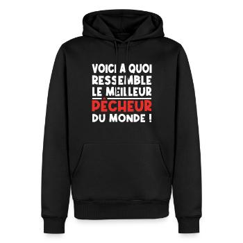 voici a quoi ressemble Le meilleur pêcheur - Sweat à capuche Premium bio Homme - noir - Devant - Nico (187cm)