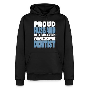Fière épouse d’un sacré bon dentiste - Sweat à capuche Premium bio Homme - noir - Devant - Nico (187cm)
