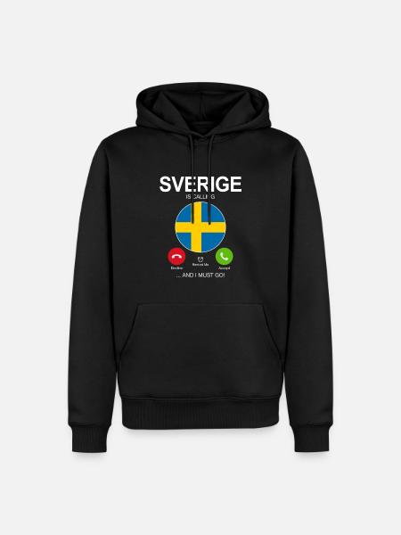 SVERIGE RUFT AN SCHWEDISCH FLAGGE SCHWEDEN SPRUCH - Männer Premium Bio Hoodie - Schwarz