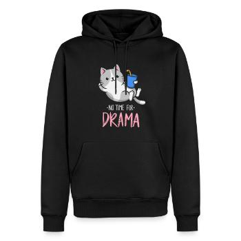 Drôle de chat Pas de temps pour le drame - Sweat à capuche Premium bio Homme - noir - Devant - Nico (187cm)