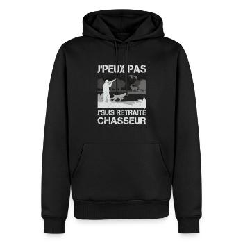 Peux Pas Retraité Chasseur Cadeau Retraite Chasse - Sweat à capuche Premium bio Homme - noir - Devant - Nico (187cm)