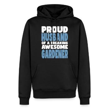 Fière épouse d’un sacré bon jardinier - Sweat à capuche Premium bio Homme - noir - Devant - Nico (187cm)