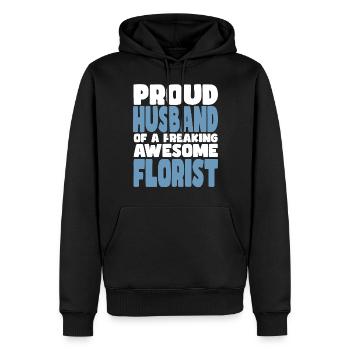 Fière épouse d’un sacré bon fleuriste - Sweat à capuche Premium bio Homme - noir - Devant - Nico (187cm)