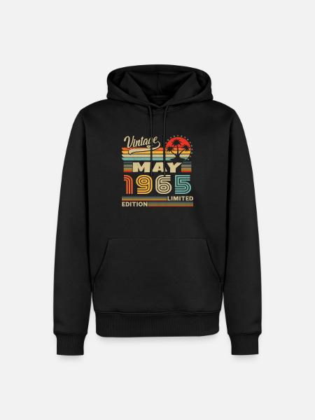 Vintage born in May 1965 birthday gift - Men’s Premium Organic Hoodie - black