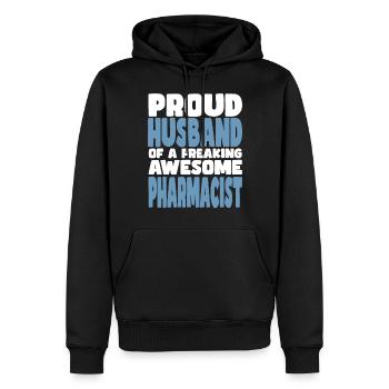 Fière épouse d’un sacré bon pharmacien - Sweat à capuche Premium bio Homme - noir - Devant - Nico (187cm)