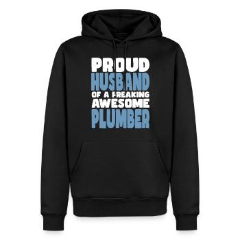 Fière épouse d’un sacré bon plombier - Sweat à capuche Premium bio Homme - noir - Devant - Nico (187cm)