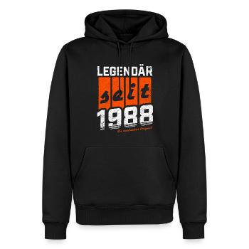 LEGENDÄR SEIT 1988 WASCHECHTES ORIGINAL GEBURTSTAG - Männer Premium Bio Hoodie - Schwarz - Vorne - Nico (187cm)