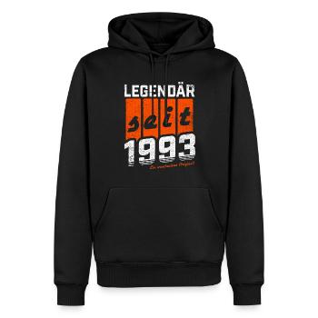 LEGENDÄR SEIT 1993 WASCHECHTES ORIGINAL GEBURTSTAG - Männer Premium Bio Hoodie - Schwarz - Vorne - Nico (187cm)