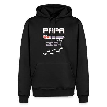 Papa 2024 loading... - Männer Premium Bio Hoodie - Schwarz - Vorne - Nico (187cm)