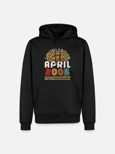 Avril 2005 Vintage Rétro Cadeau D’anniversaire - Sweat à capuche Premium bio Homme - noir