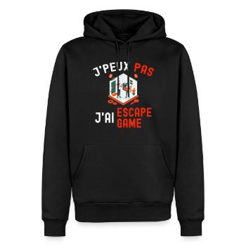 J'Peux Pas J'ai Escape Game Cadeau Room Humour - Sweat à capuche Premium bio Homme - noir - Devant - Nico (187cm)