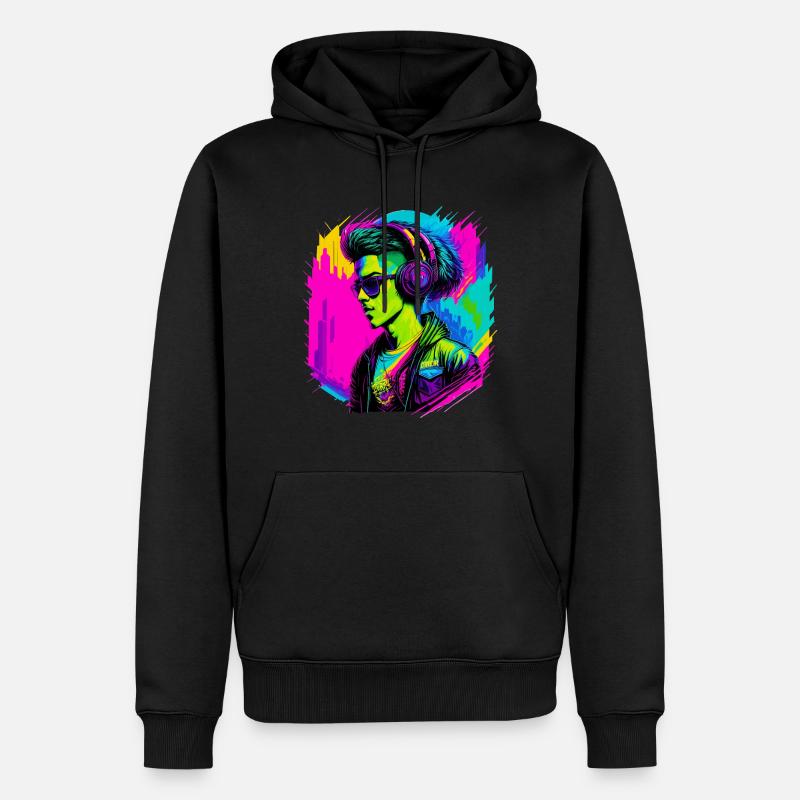 Cyber-Junge - Männer Premium Bio Hoodie - Schwarz