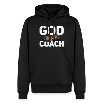 Dieu est mon entraîneur Foi chrétienne - Sweat à capuche Premium bio Homme - noir - Devant - Nico (187cm)