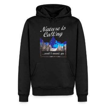 Randonnée La nature appelle Hike Vintage - Sweat à capuche Premium bio Homme - noir - Devant - Nico (187cm)