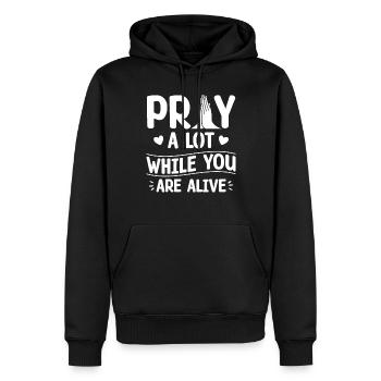 Prier beaucoup vivant dans le corps des chrétiens - Sweat à capuche Premium bio Homme - noir - Devant - Nico (187cm)