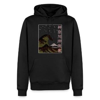 Japon Art Japonais Grande Vague de Kanagawa - Sweat à capuche Premium bio Homme - noir - Devant - Nico (187cm)