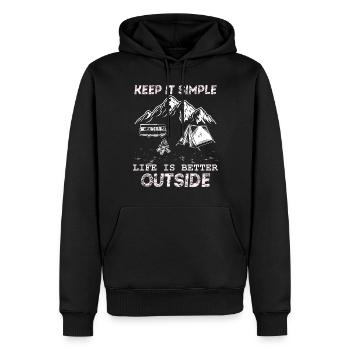 Camping Camper Keep it Simple Vintage - Männer Premium Bio Hoodie - Schwarz - Vorne - Nico (187cm)