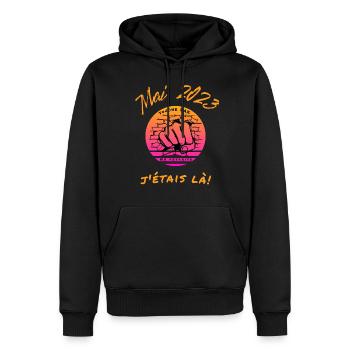 Mai 2023 j'étais là, manifestation retraite, manif - Sweat à capuche Premium bio Homme - noir - Devant - Nico (187cm)