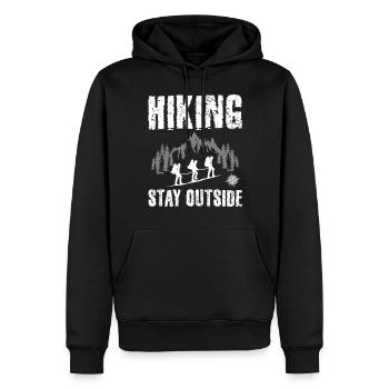 Randonnée Séjour en dehors de Hike Vintage - Sweat à capuche Premium bio Homme - noir - Devant - Nico (187cm)