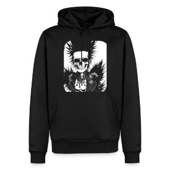 Horror Fan Skull with Mohawk Crazy Punkrocker Pun - Men’s Premium Organic Hoodie - black - Front - Nico (187cm)