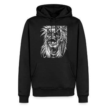 Punkrock Fan Skull avec Mohawk Crazy Antisocial P - Sweat à capuche Premium bio Homme - noir - Devant - Nico (187cm)