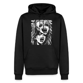 Punkrock Fan Skull avec Mohawk Crazy Antisocial P - Sweat à capuche Premium bio Homme - noir - Devant - Nico (187cm)