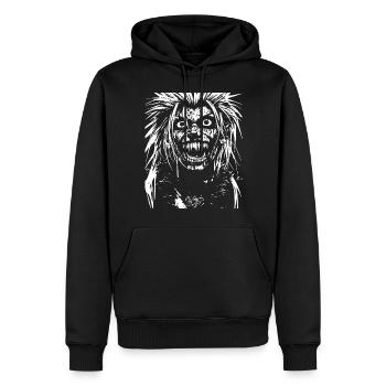 Crâne de fan de punkrock avec Mohawk Crazy Antisocial P - Sweat à capuche Premium bio Homme - noir - Devant - Nico (187cm)
