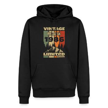 1986 Vintage Original 1986 Geburtstagsgeschenk - Männer Premium Bio Hoodie - Schwarz - Vorne - Nico (187cm)